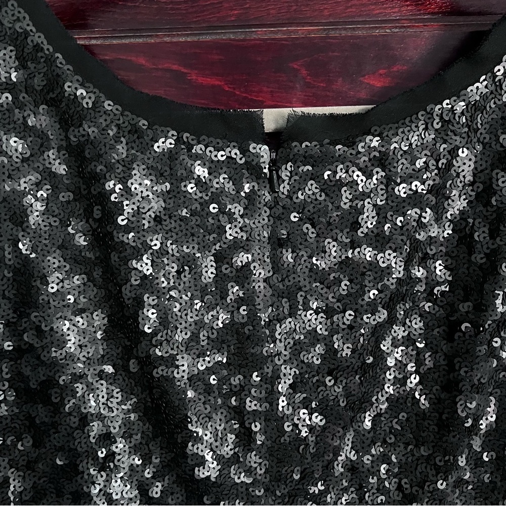 Talbots 100% Silk Elegant Sequined Cocktail Dress in Dark Gray size 8 - Picture 7 of 13